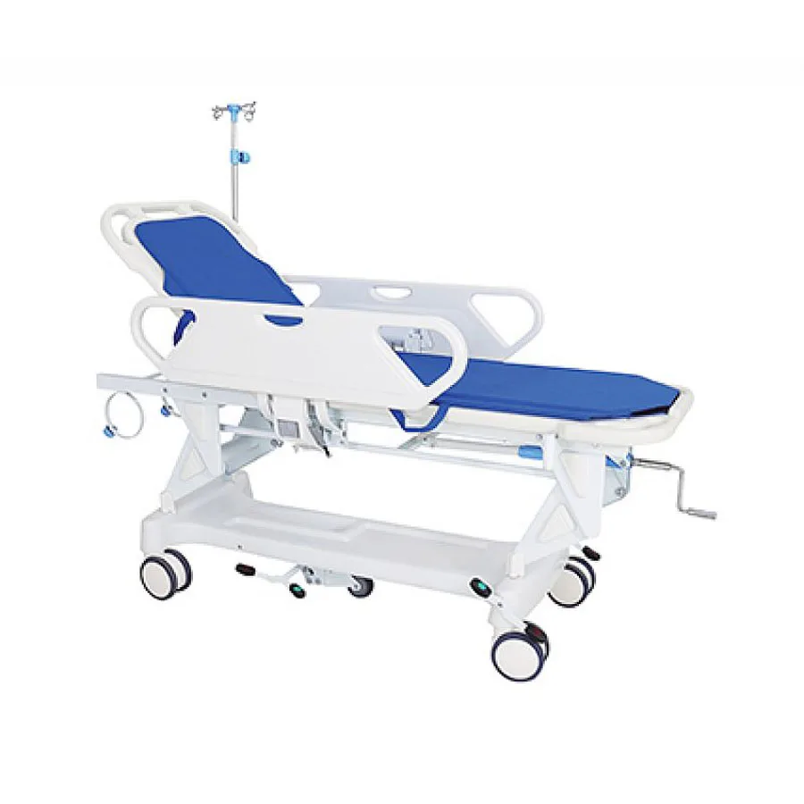 manual transfer trolley guide wheel Luxury swivel caster  pole Oxygen bottle holder patient transfer trolley