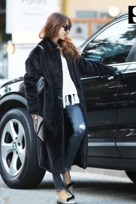 Faux Fur Jacket Long Coat Fashionable Lapel Loose Thickened Warm Imitation Rex Rabbit Hair Clothing Winter Long Ankle Imitate