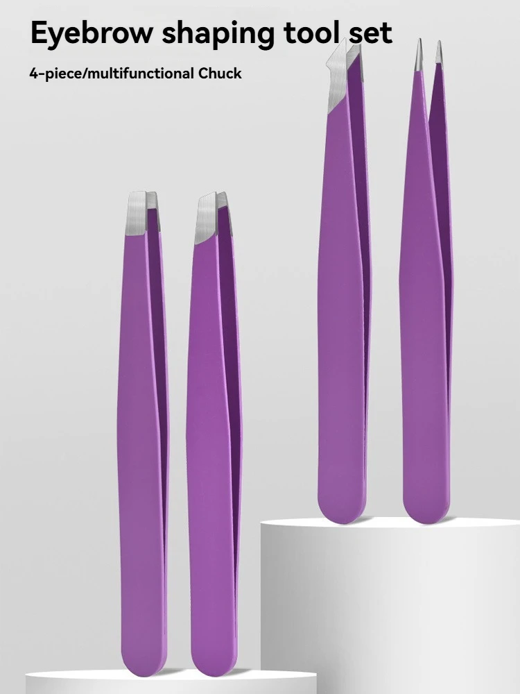 Zestaw precyzyjnych pęset ze stali nierdzewnej do użytku domowego z torbą do przechowywania do przedłużania rzęs, modelowania brwi i leczenia wyprysków na twarzy.
