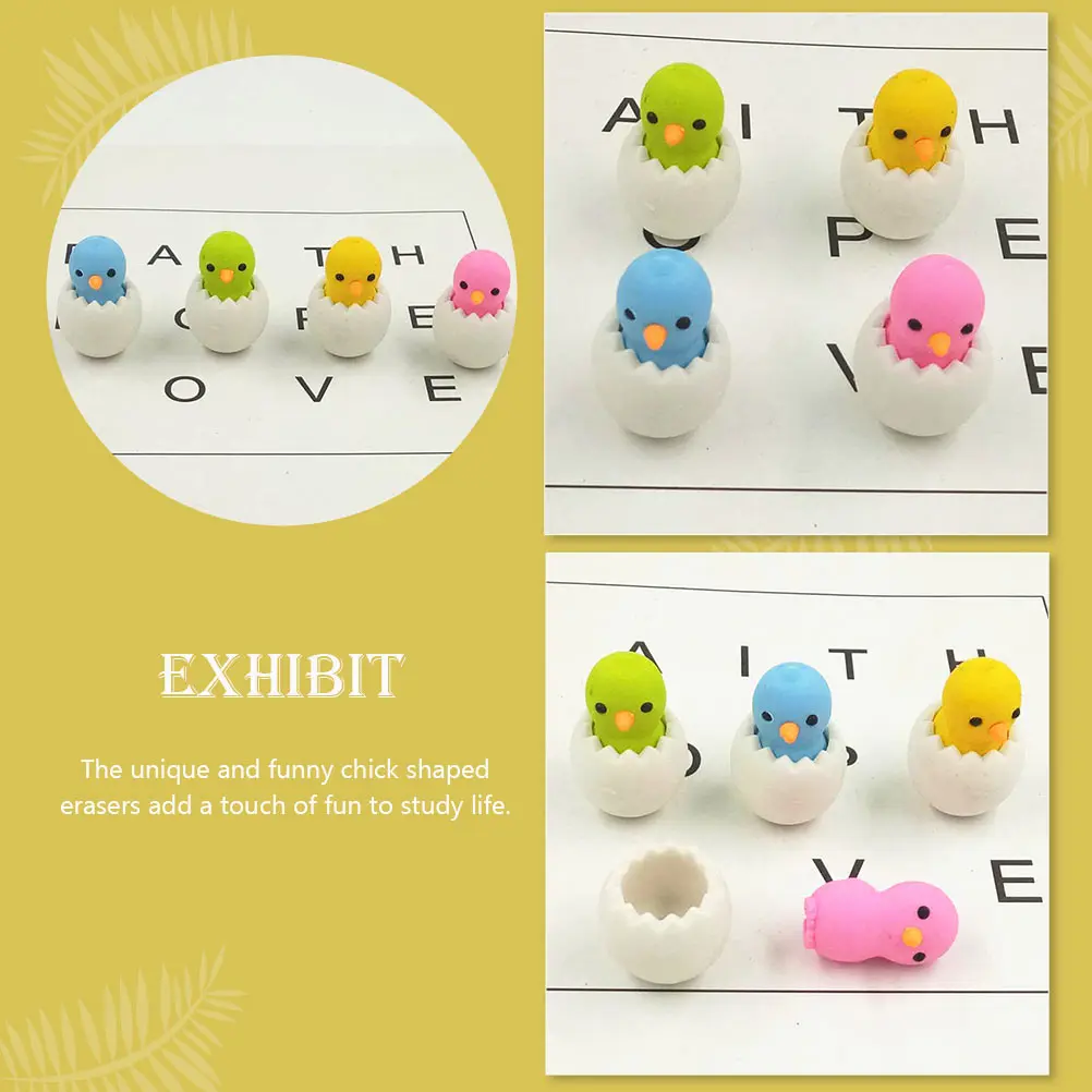 15Pcs Children Erasers Adorable Chick Shaped Erasers Compact Size Mini Eraser Prize Stationery for Students Decorative Eraser