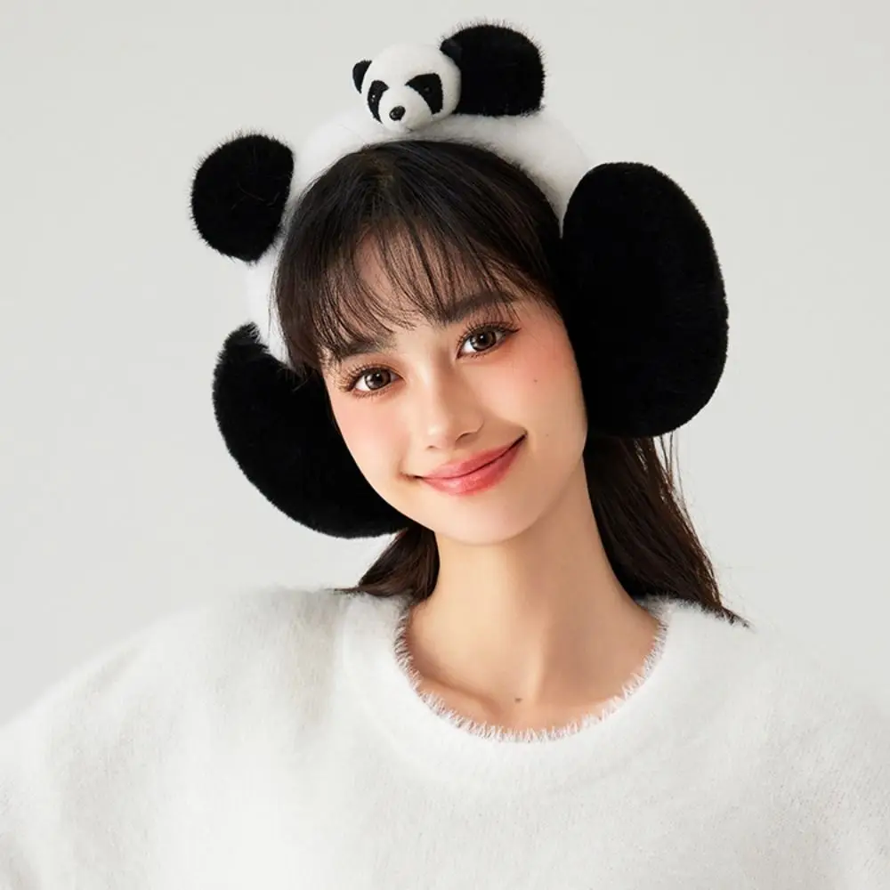 Soft Thicken Panda Plush Earmuffs Keep Warmer Windproof Panda Ear Cover Ear Warmers Earflap Winter Ear Cap Skiing