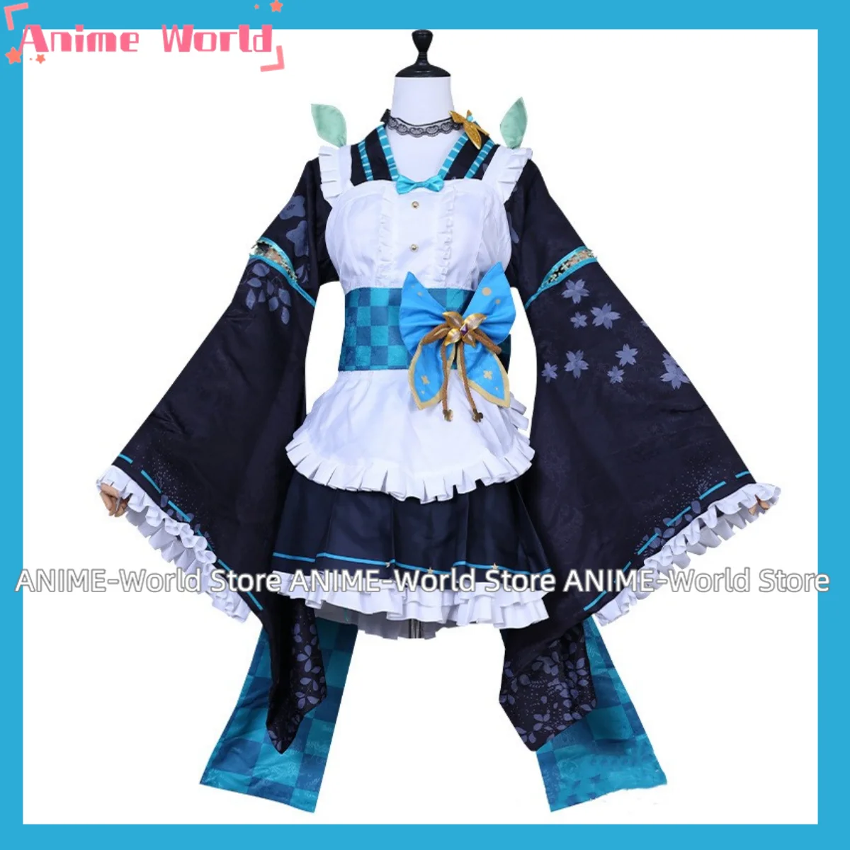 Anime Virtual Idol Pomu Rainpuff Cosplay Costume NIJISANJI EN Lazulight Member Wig Maid Attire Lolita Woman Kawaii Party Suit