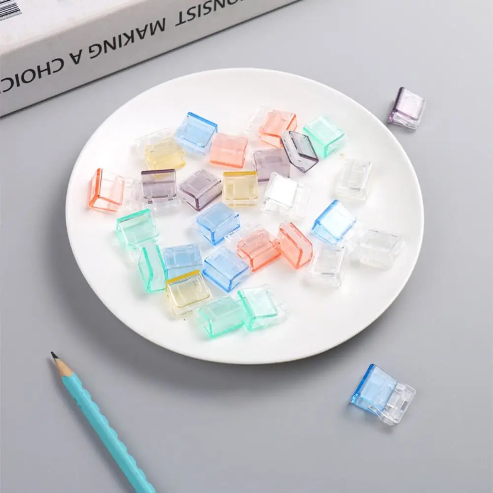 High Quality Candy Color Letter Paper Clip Transparent Multi-function Push Clip Plastic Corner Clip School Office