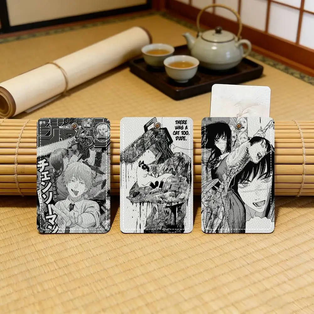 

Кошелек-картхолдер C-Chainsaw Man Black White Anime из гладкой кожи с брелоком, легкий, для повседневного использования