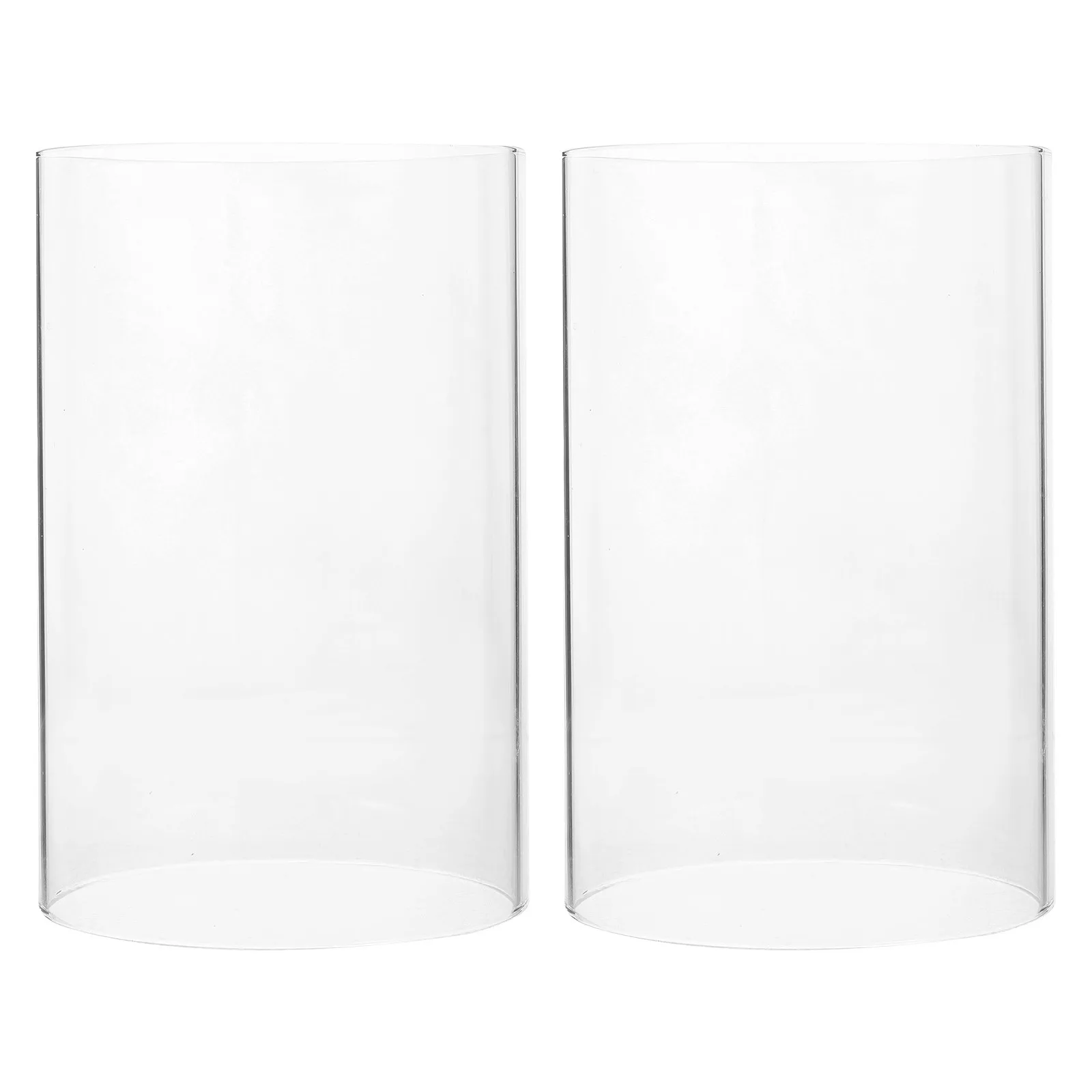 2Pcs Clear Glass Cylinder Cover Windproof Transparent Lamp Shade for Pillar Candles Home Decor Wedding Table Centerpiece