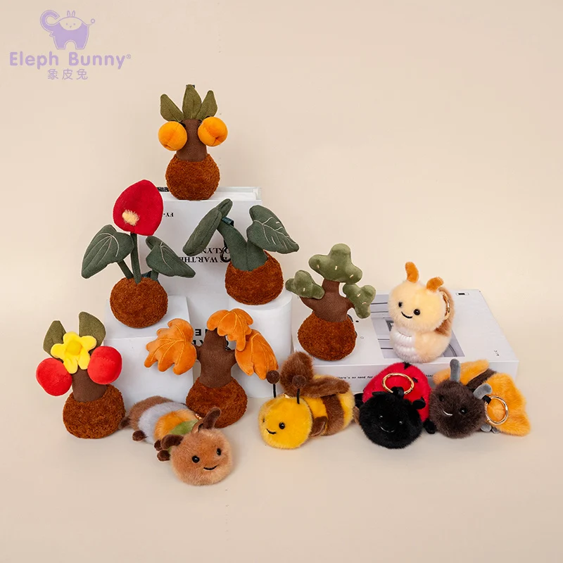 Kawaii Plush Potted Plant insect Stuffed Plush Toy Various Styles Fruit Flower Tree Bee Snail Soft Dolls Cute Home Decor ﻿