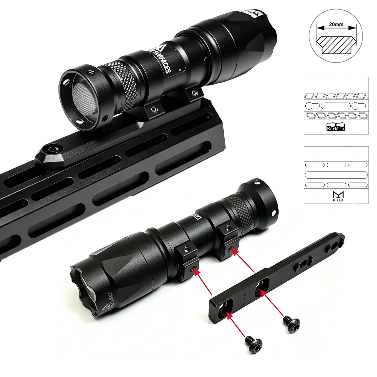 M600 Surefire Powerful Flashlight SF M300 Strobe Scout LED Airsoft Light Tactical Lamp Torch Fit MLK Keymod 20mm Rail for AR15