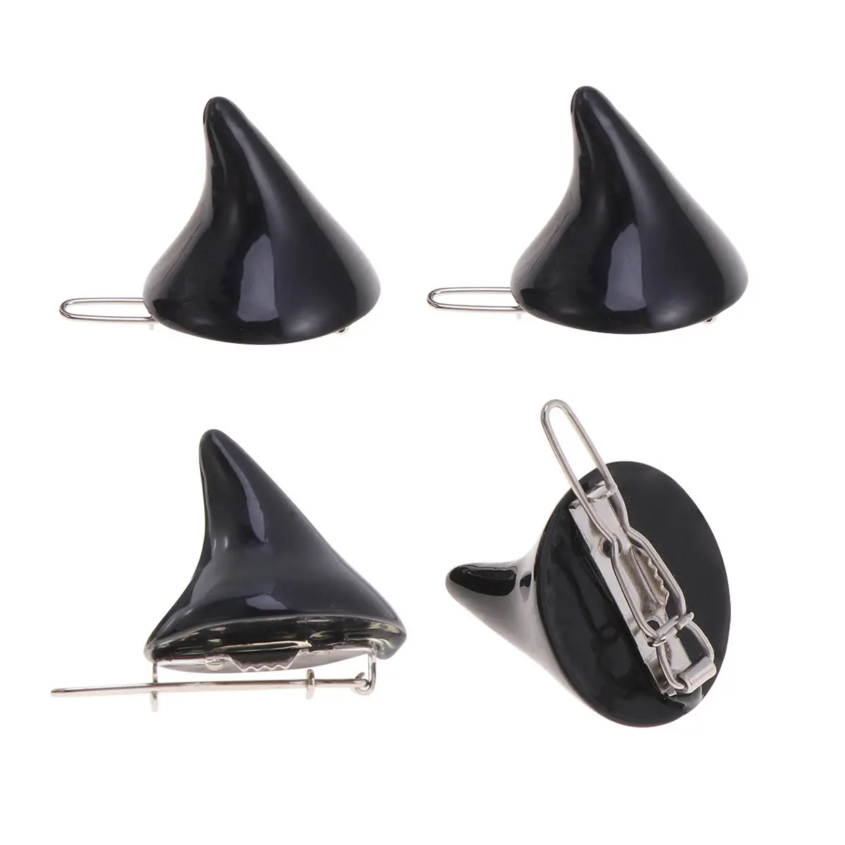 

4Pcs Devil Horn Hair Clips Black Fabric Metal Lightweight Hairpins Halloween Party Festival Kids Hair Accessories