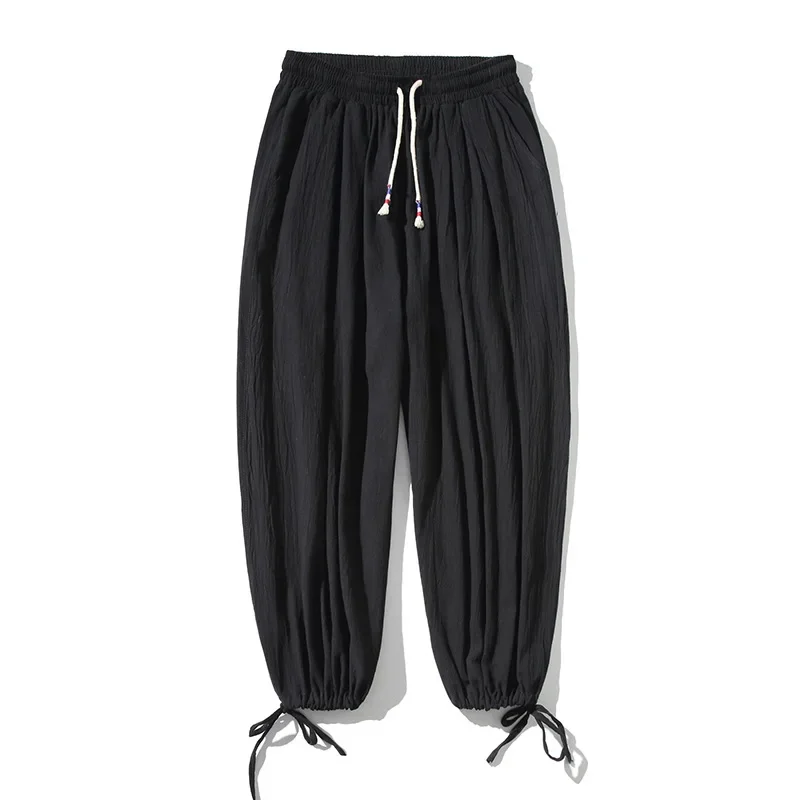 

2023 New Fashion Brand Linen Lantern Pants Men's Loose Large Versatile Wide Leg Pants Trendy Pants Men's Pants