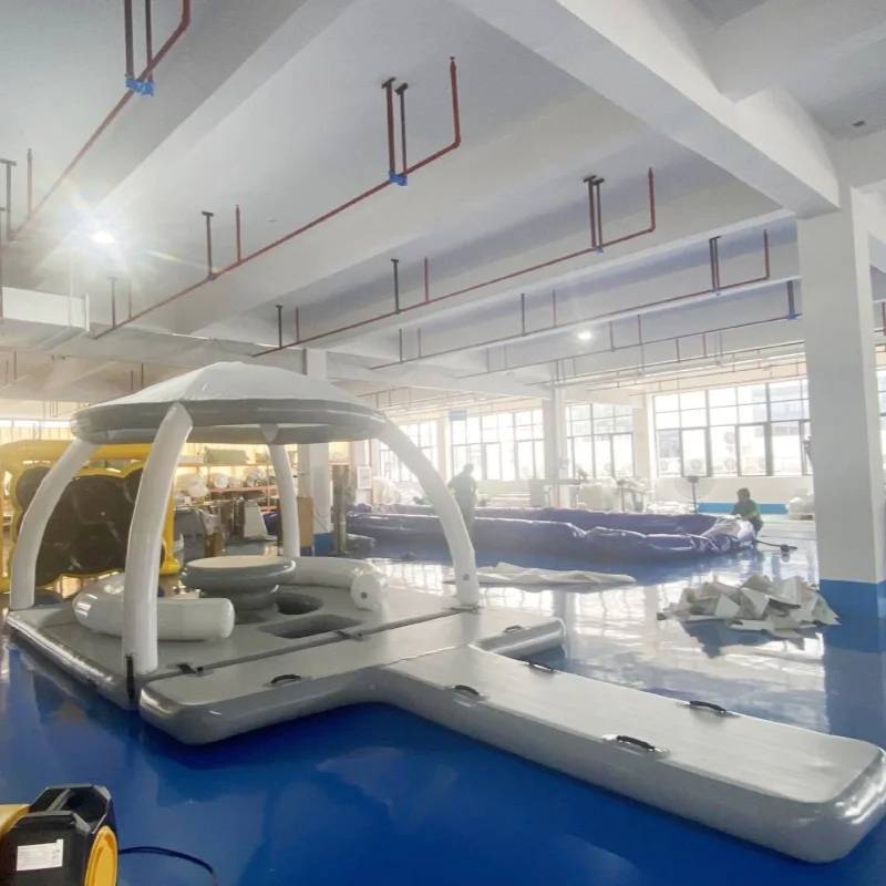 

Infla wharf deck floating platform double wall fabric floating hut sofa water raft infla floating island