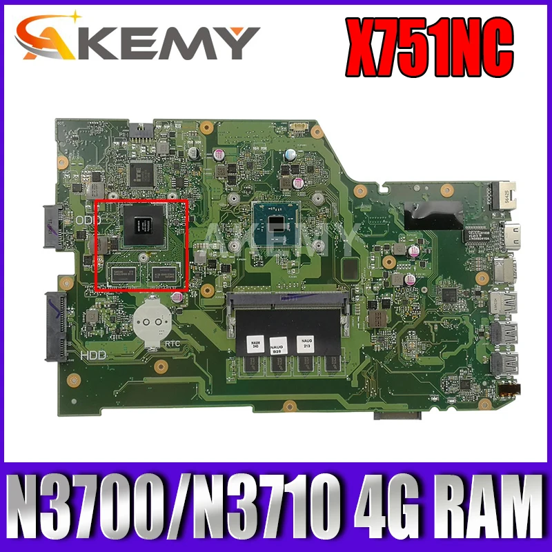 

Материнская плата для ноутбука ASUS X751N, материнская плата X751NA X751NC, процессор N3350 N4200 N3450, 2 ГБ 4 ГБ ОЗУ, DIS, 100% тестирование