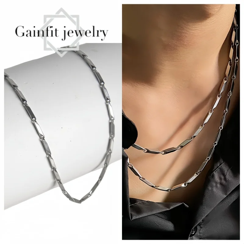 925 Sterling Silver Rhombus Chain, Suitable for Both Men and Women. A Must-Have Trendy Item, Classic and Versatile. Style: High-End Necklace. Ideal Gift Choice.