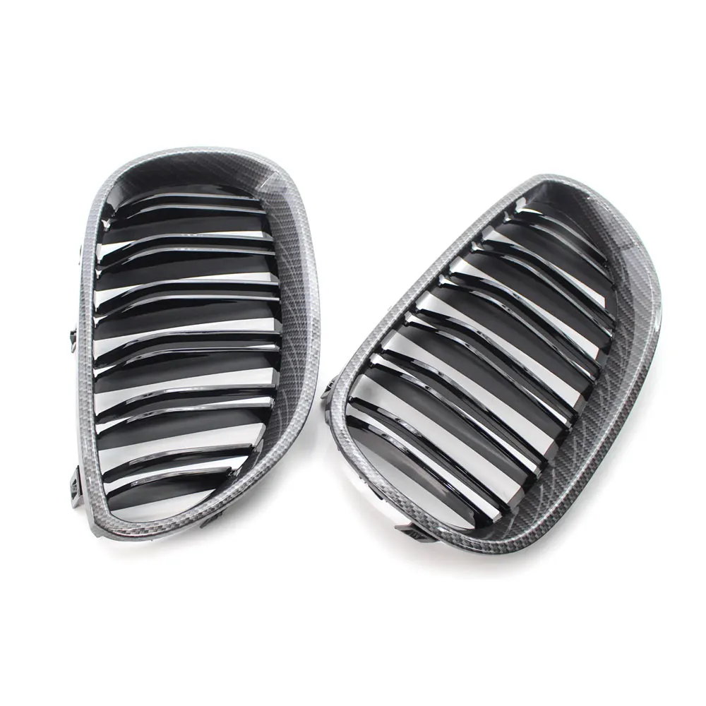 Front Carbon Fiber  Kidney Sport Grilles Hood Grill For BMW E60 E61 2003 2004  2005  2006  2007  2008  2009 M5 525i 528i 528xi
