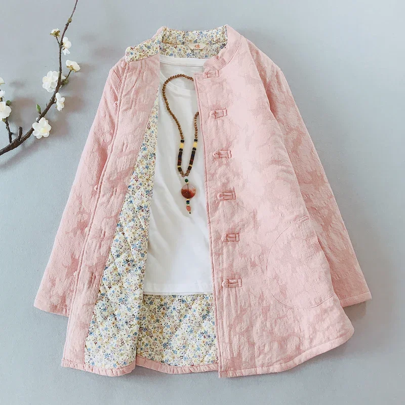 Female Autumn And Winter Clothes Retro Top Cotton Linen Outwear Chinese Style Clothing Women Jacket Tang Suit Femme 13028