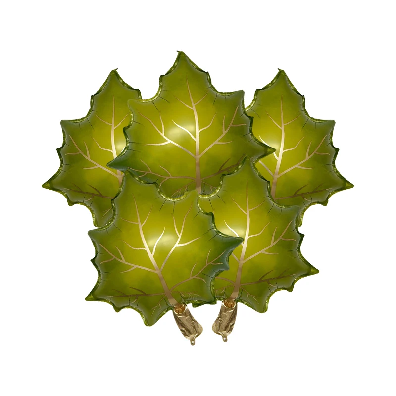 5pcs/lot Green Yellow Maple Leaf Foil Balloons 18inch Leaf Helium Globos Summer Party Wedding Birthday Decoration Gift Baloes