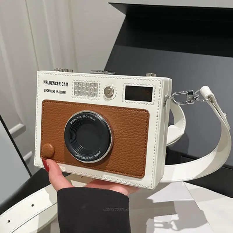 

X5XA Fashionable Camera Shaped Shoulder Bag Women’s PU Leather Accessory Compact Lightweight Adjustable Strap For Daily