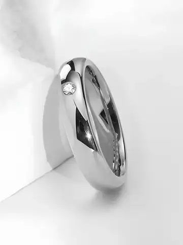 Simple 4mm Wedding Band Rings With AAA+ Cubic Zirconia Accessories Gifts Wholesale Stainless Steel Jewelry For Men Women
