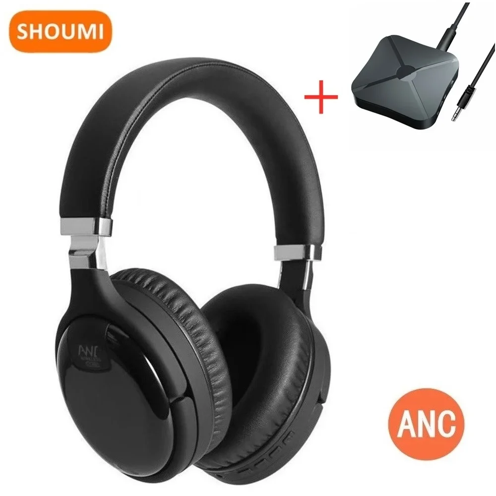 Shoumi Active Noise Cancelling Headphone Cheap Bluetooth Headset ANC with Wireless Adapter Television Earphone & TV PC Adaptor