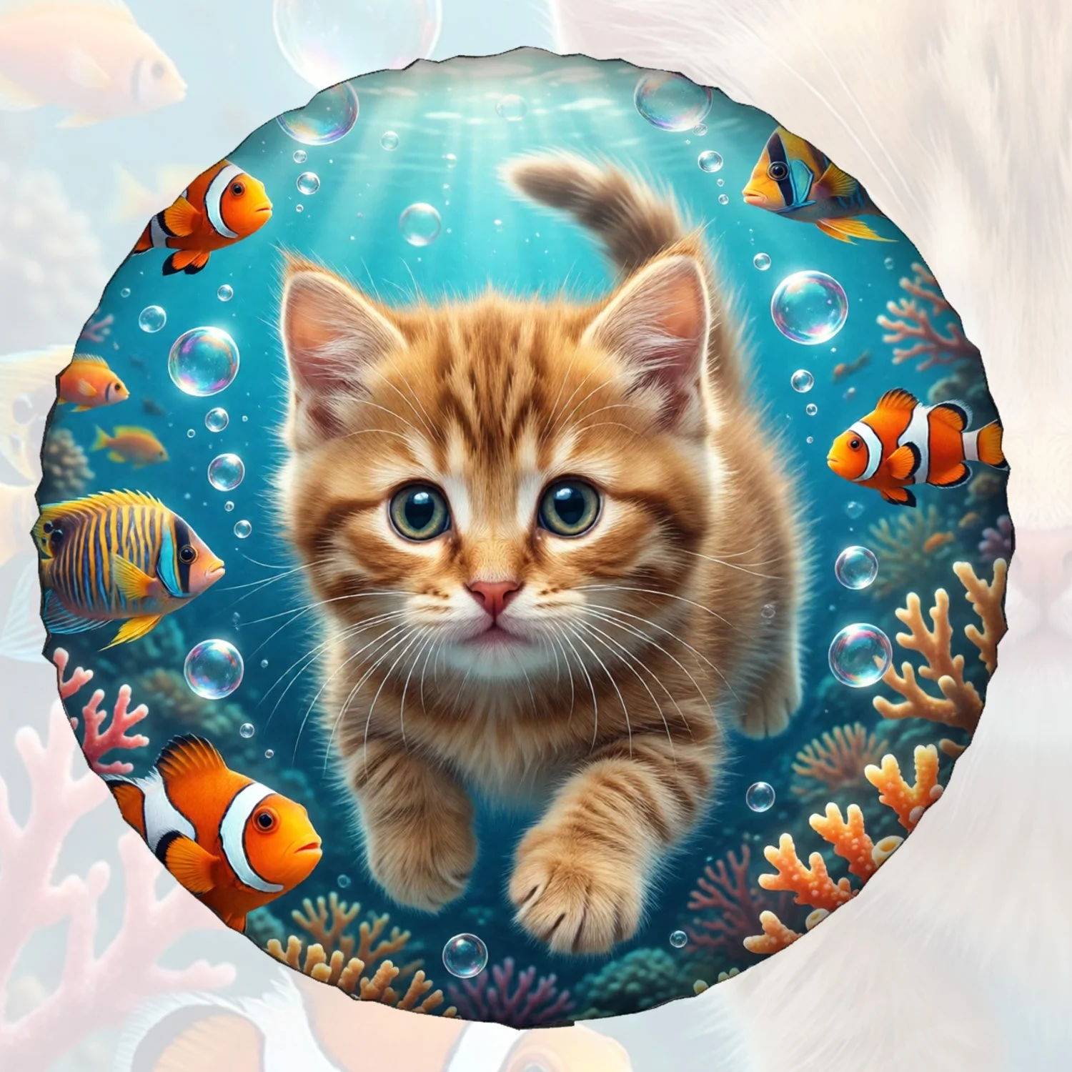 1pc Spare Tire Cover Underwater Kitten Marine Life Pattern Weatherproof Dustproof Wheel Protectors Universal Wheel Covers Fit Fo
