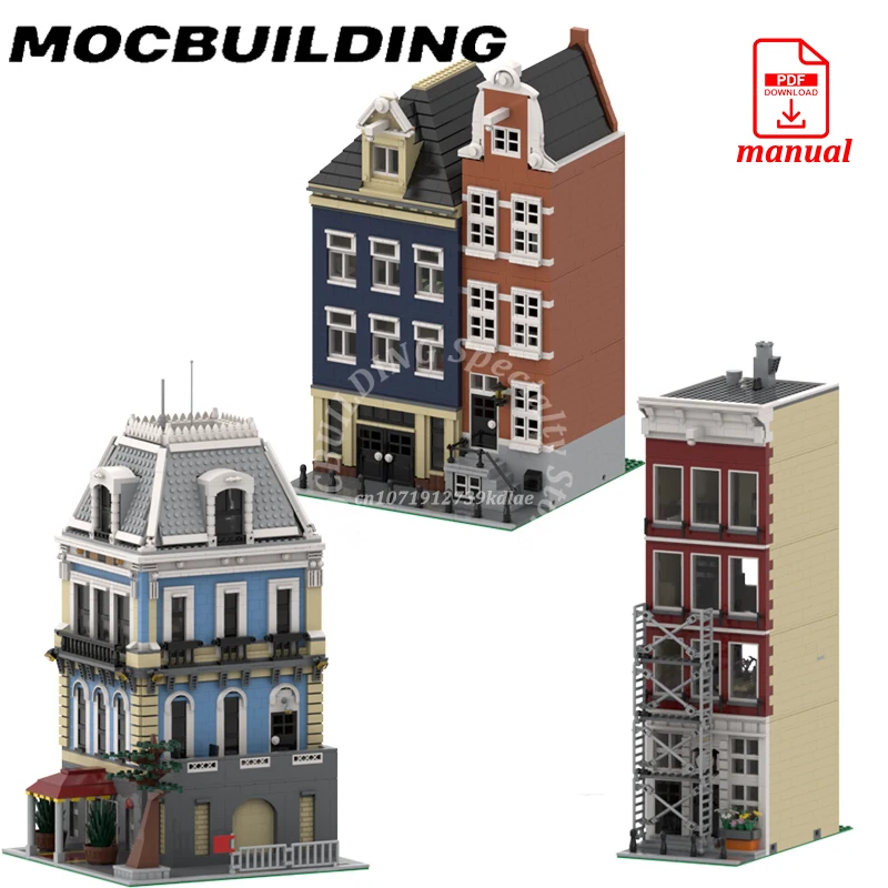 

Modular Corner Buildings City Street View Hotel Bricks MOC Building Blocks Amsterdam Apartment Buildings Toys Gift