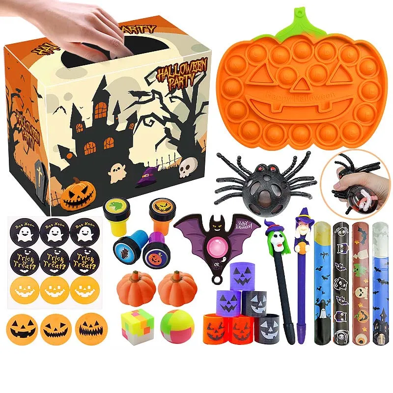 Halloween Fidget Toy Kawaii Mochi Squishy Party Favors for Kids Posh Bubble Pumpkin Spider Stress Reliever Toys Halloween Gift