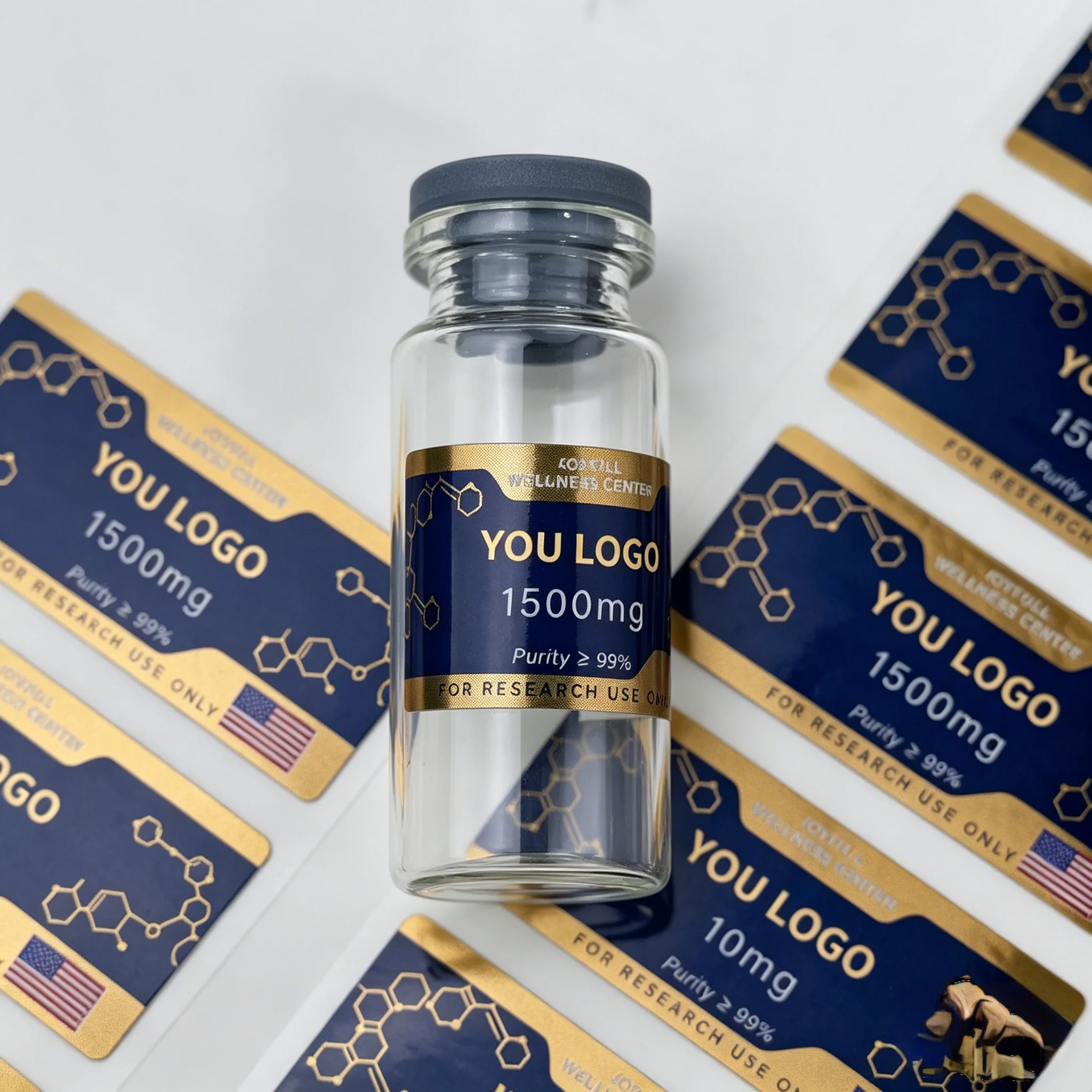 OEM ODM Custom Textured Tamper Proof Stickers Multi Size Vial Packaging Labels Compatible with 3ml Refill Glass Bottles
