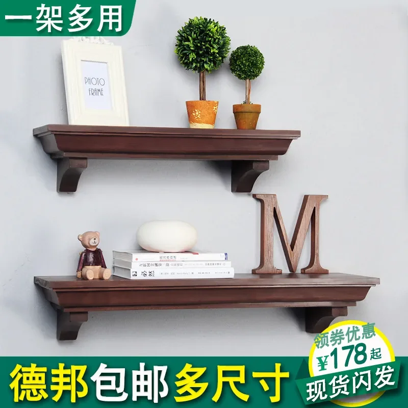 Wall shelves, living room solid wood TV, background decoration shelf, slotted partition shelf, wall-mounted simple bookshelf