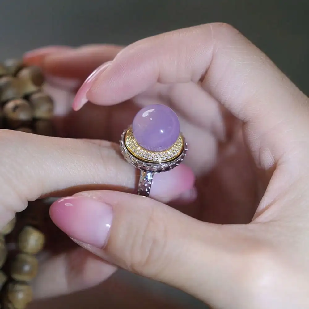[Violet] Purple Gas Comes From The East, Time Comes And Goes, Ring, Women's , High-End Sense, Noble Imitation Hetian Jade Index Finger Ring