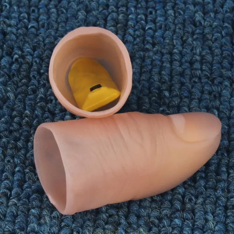 

E7CE 2PCS Funny Novelty Light-Up Thumbs LED Light Trick Props Fantastic Durable Disappearing Silk Fake Thumbs Tricks