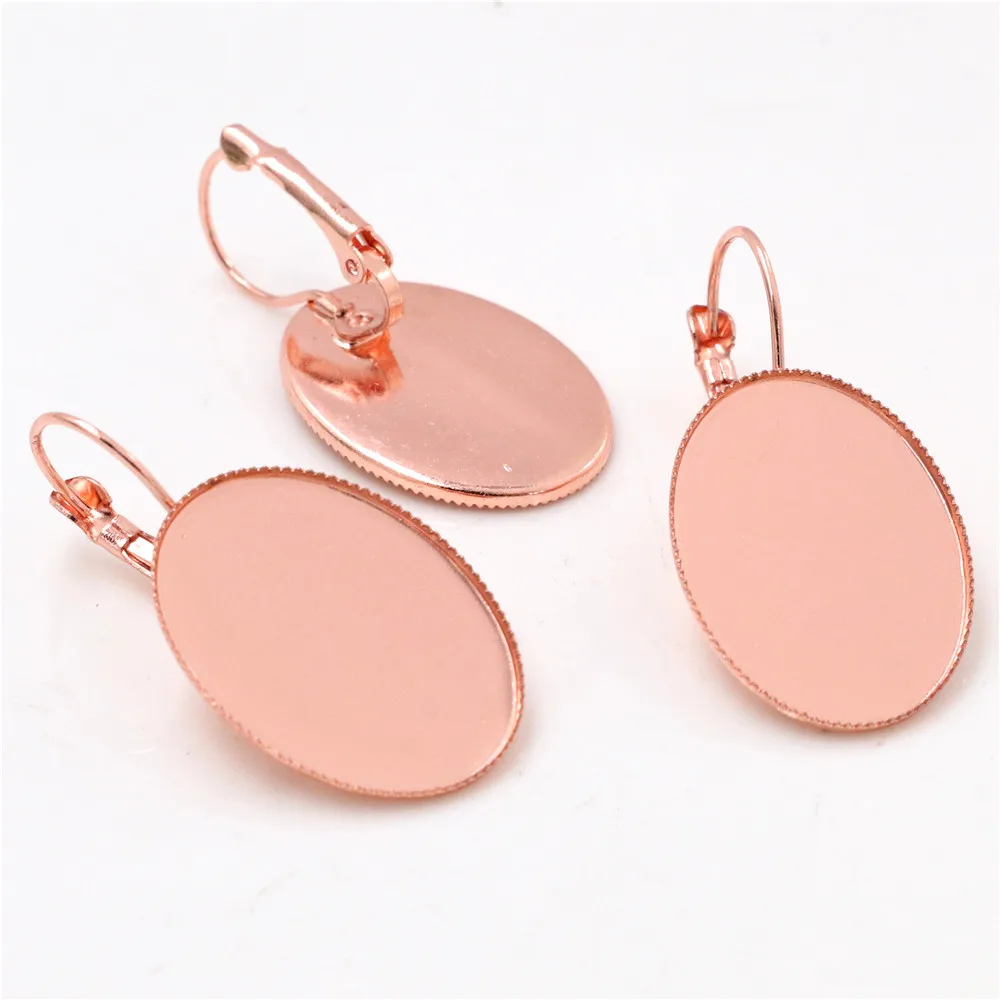 10 sztuk 10x14mm 13x18mm 18x25mm owalne brąz złoto Silzve kolor francuski dźwignia powrót kolczyki puste bazy, fit owalne szkło Cabochons DIY — zdjęcie 7