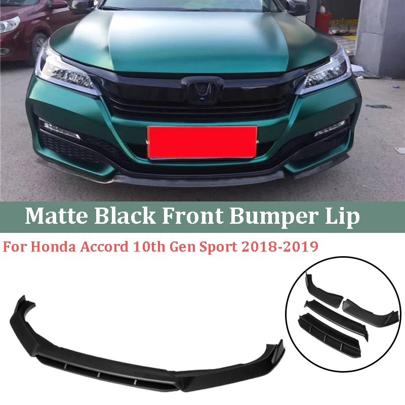 4 Pcs Matte Black Front Bumper Lip For Honda Accord 10th Gen Sport 2018-2020  Car Modification Part Body Kit Spoiler Splitter