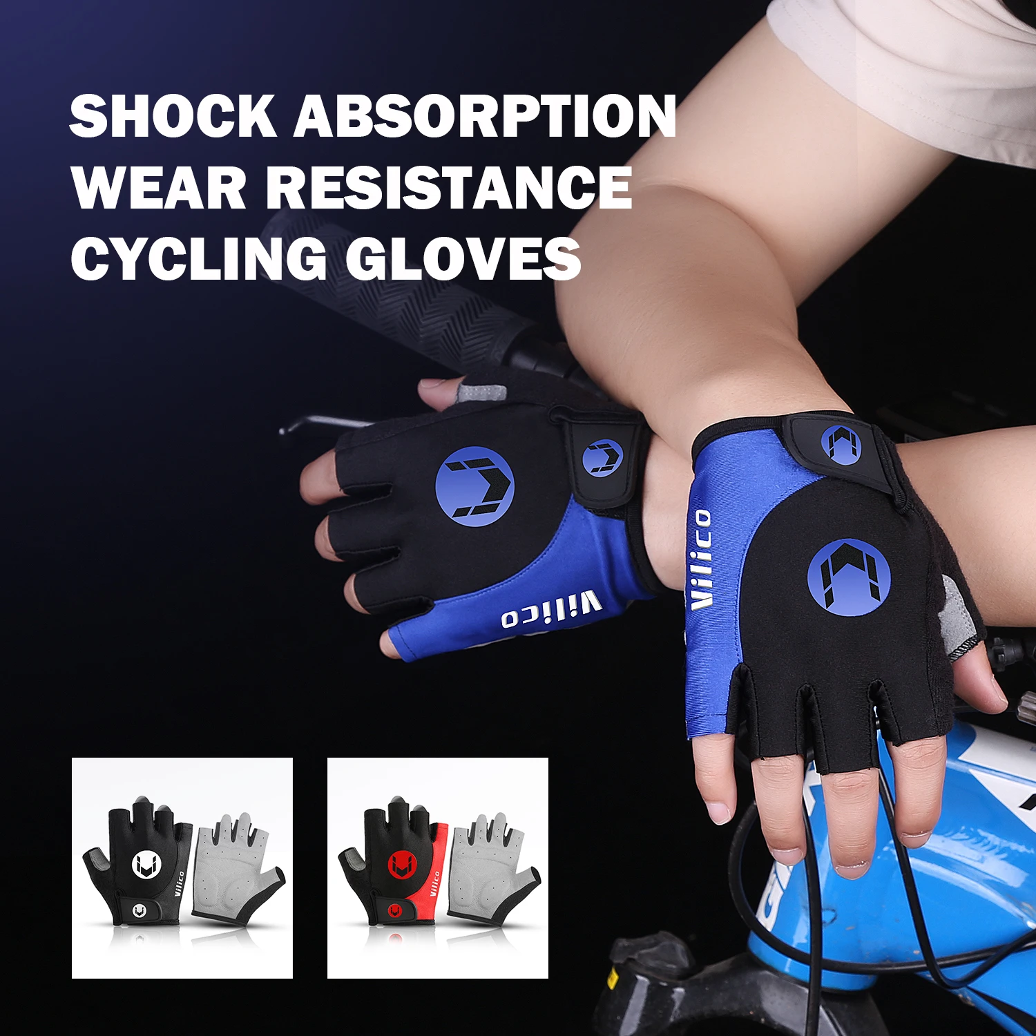 Guanti da ciclismo mezze dita Resistenza al silicone liquido Guanti da fitness per bici sportivi traspiranti antiurto per uomo e donna