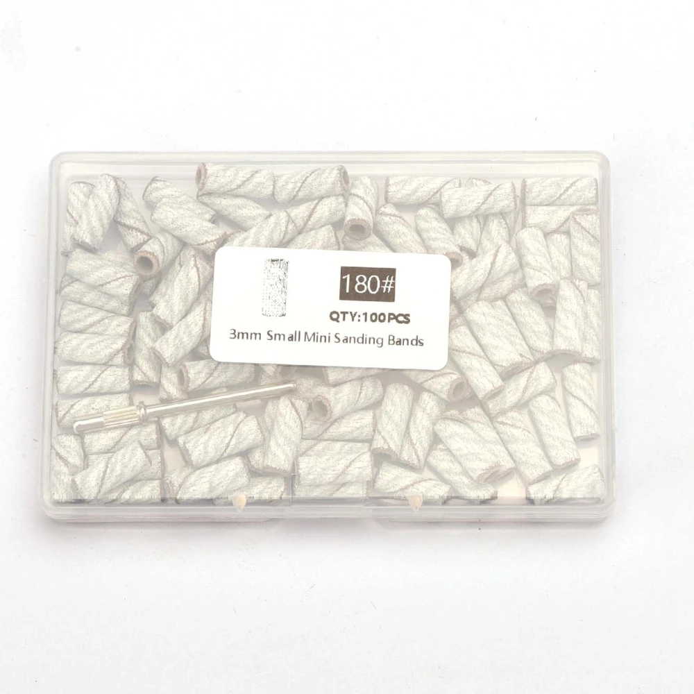 100pcs 3.1mm Mini Sanding Bands Kits Nail Drill Bits Mandrel Sets Electric Manicure Accessories Tool Dead Skin Remover