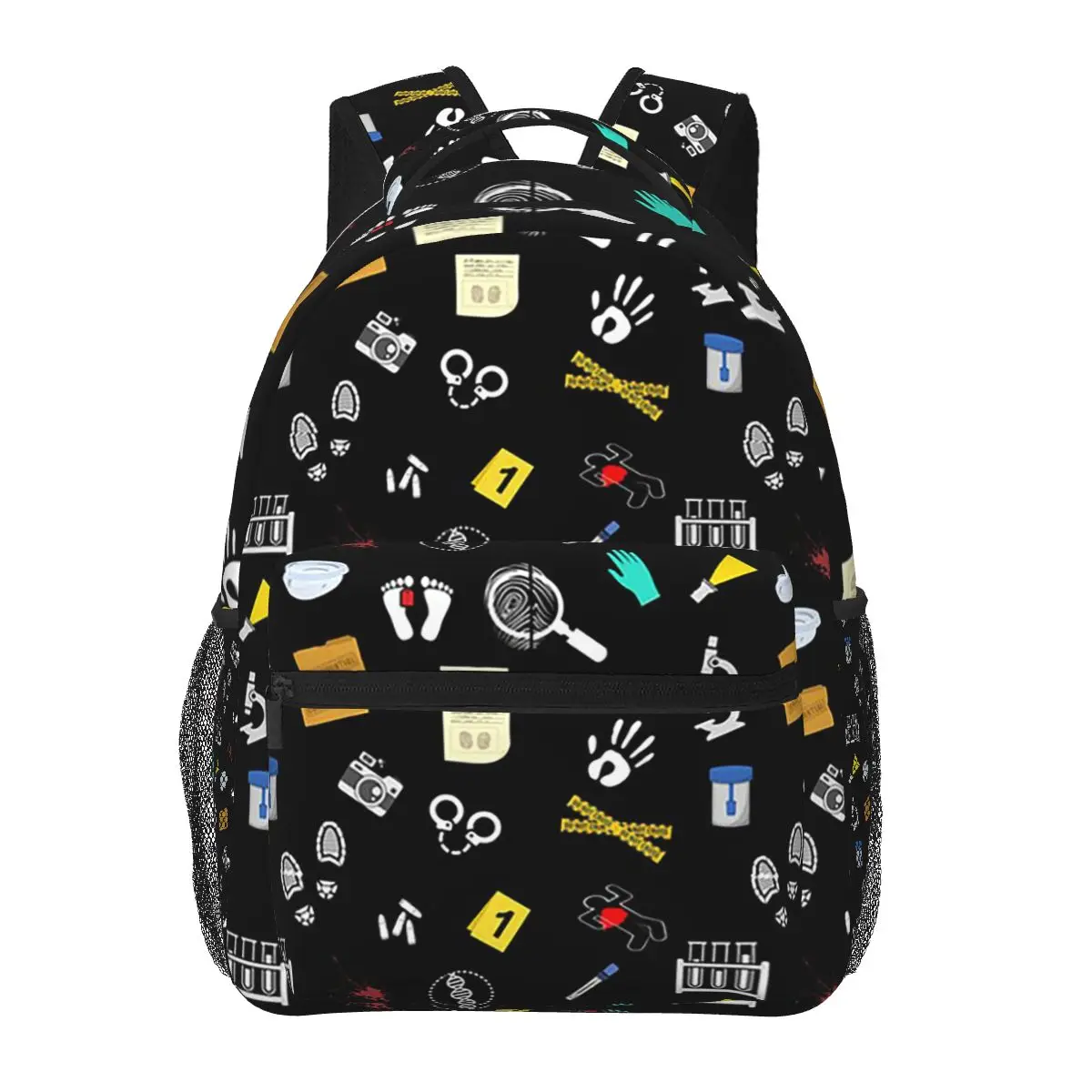 Black- True Crime-Forensic Science Lover Backpacks Boys Girls Bookbag Students School Bags Cartoon Kids Rucksack Shoulder Bag