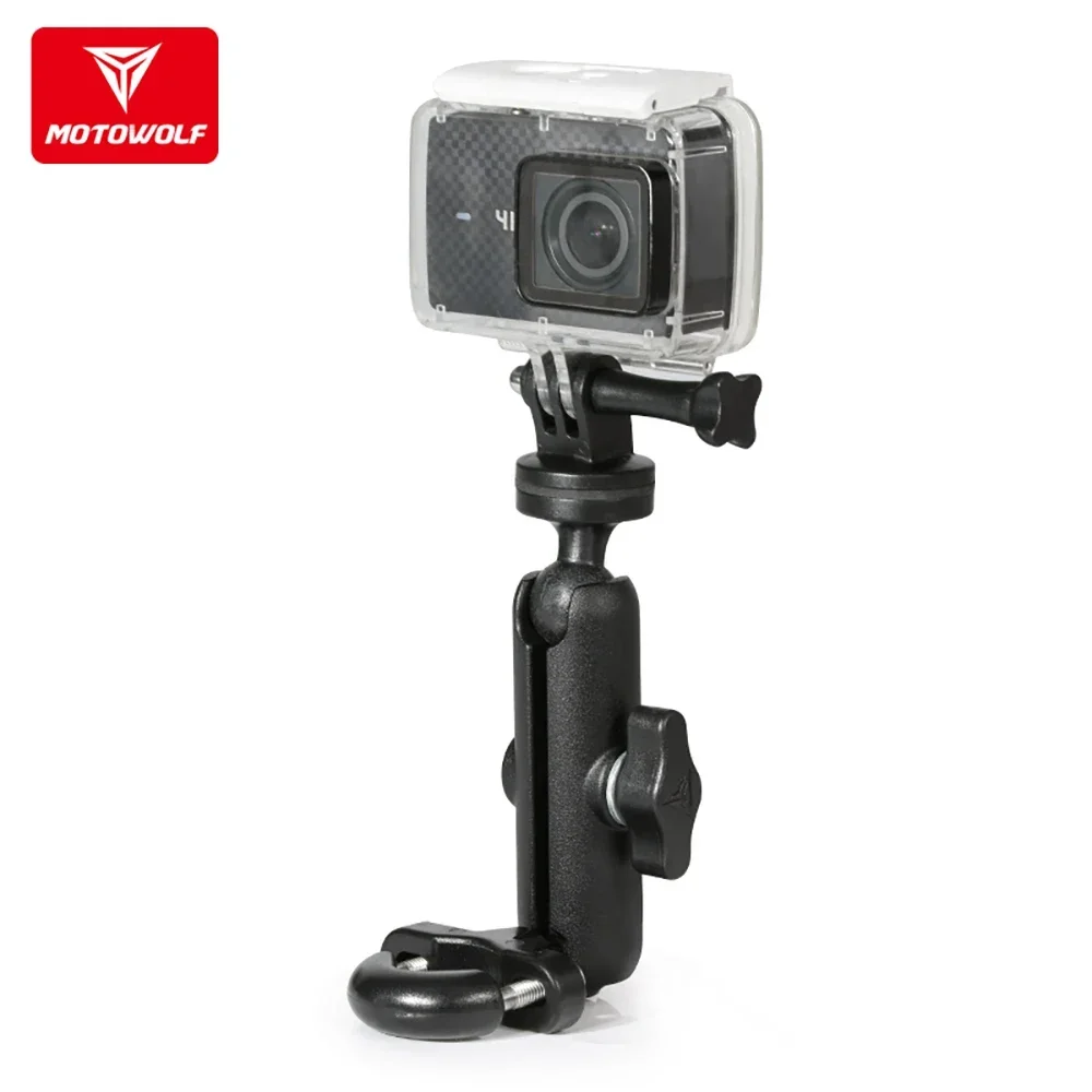 Motowolf Motorcycle Bike Camera Mirror Handelbar Holder Mount Bracket 1/4inch Stand for Gopro DJI Insta360 Action Cameras view 5