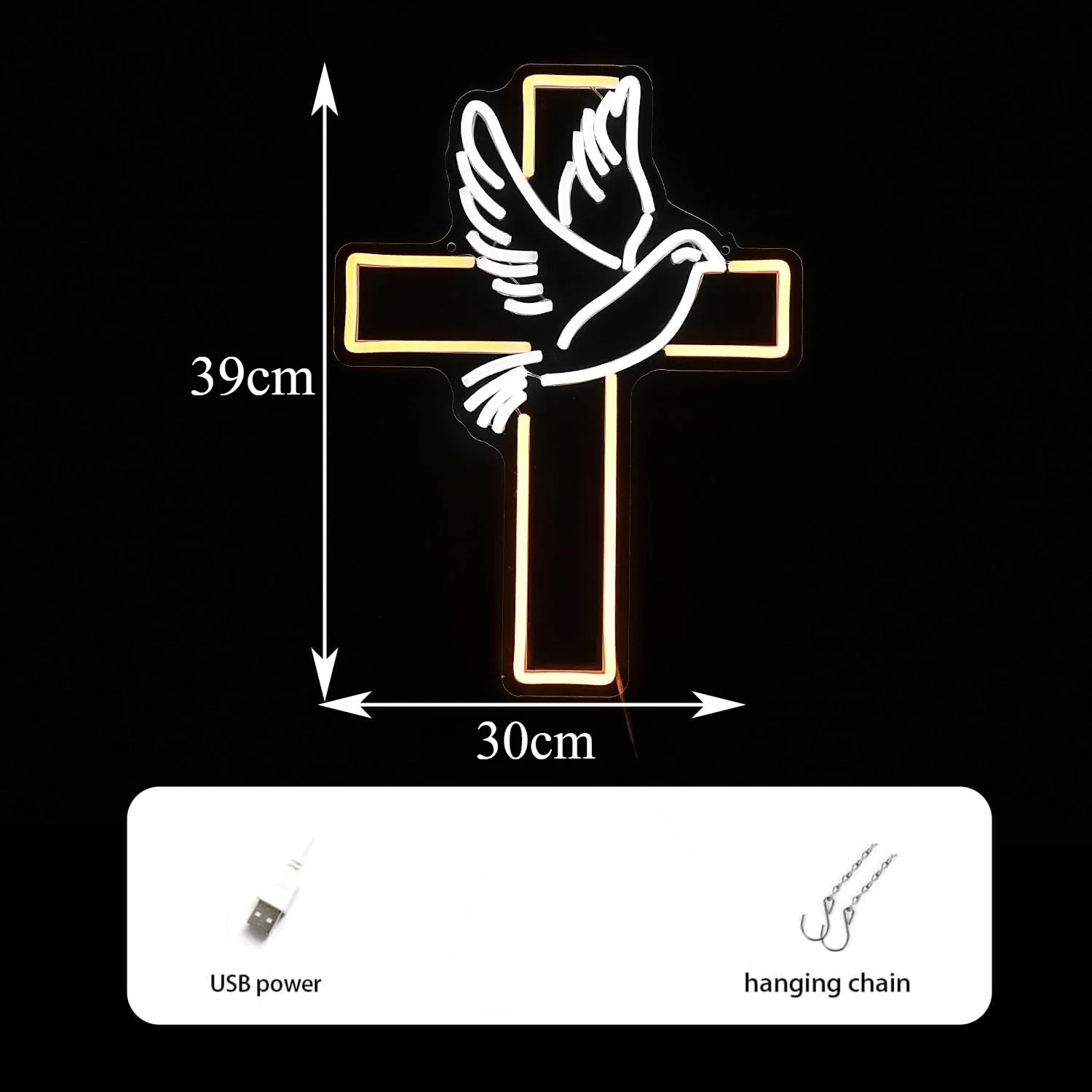 Led Easter Cross Neon Light For Wall Decoration White Dove of Peace Signs For Festival Party Wedding Home Decor
