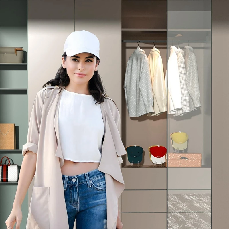 ชั้นวางหมวก, 1 ชิ้นไม่ติดตั้งอะคริลิหมวกสําหรับ 7 หมวกเบสบอล, ชั้นวางหมวกสําหรับเบสบอล, โปร่งใส