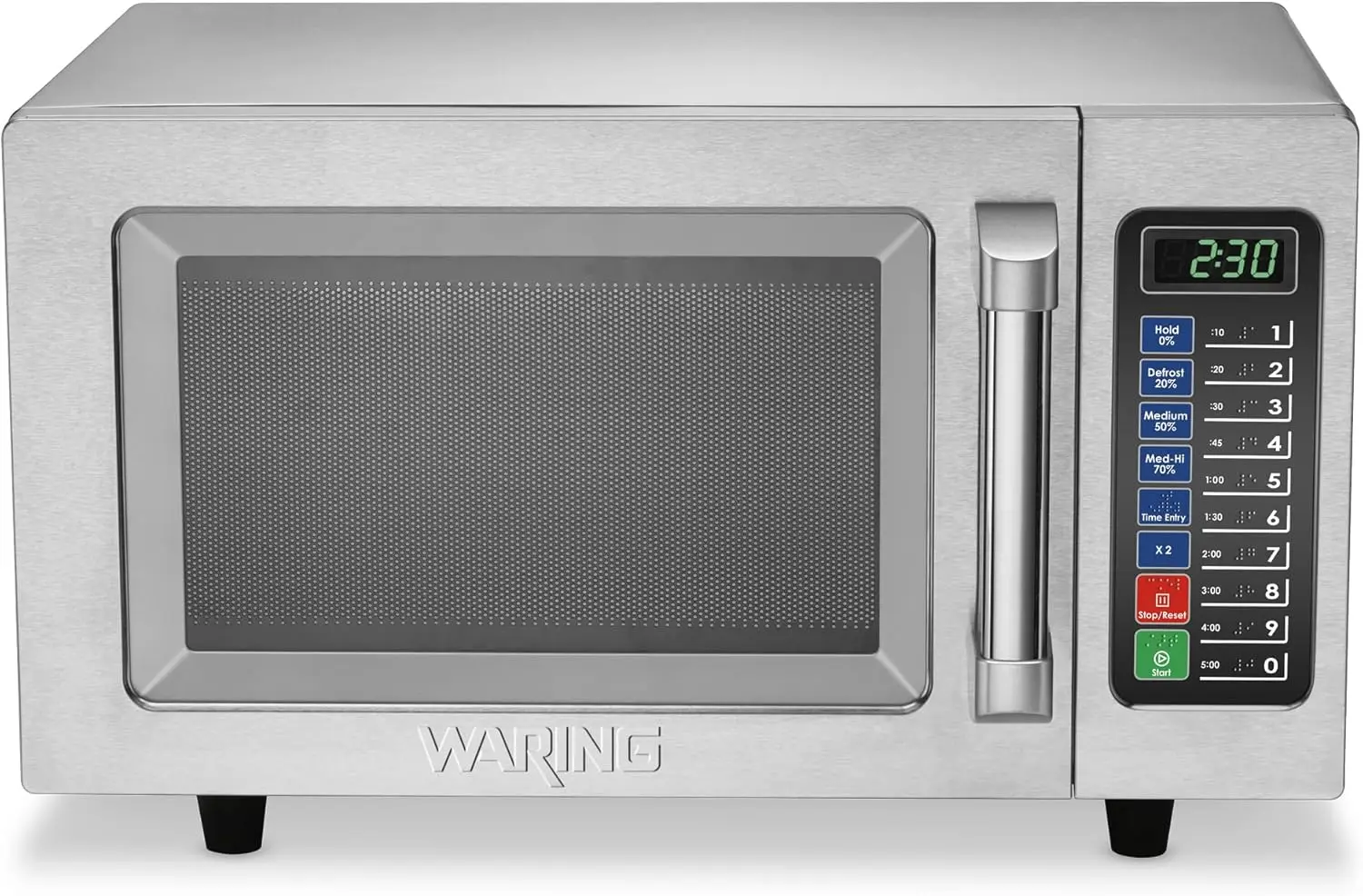 Medium Duty Microwave Oven, 0.9 Cubic Feet, 10 Programmable Memory Settings, 5 Power Levels, Stainless