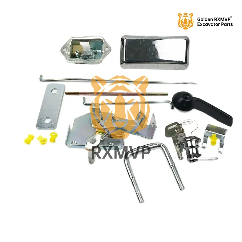 For Hitachi 120/200/220/300-5 Cab Door Lock Assembly Inner And Outer Handle Lock Blocks Excavator Accessories    For Komatsu Pc2