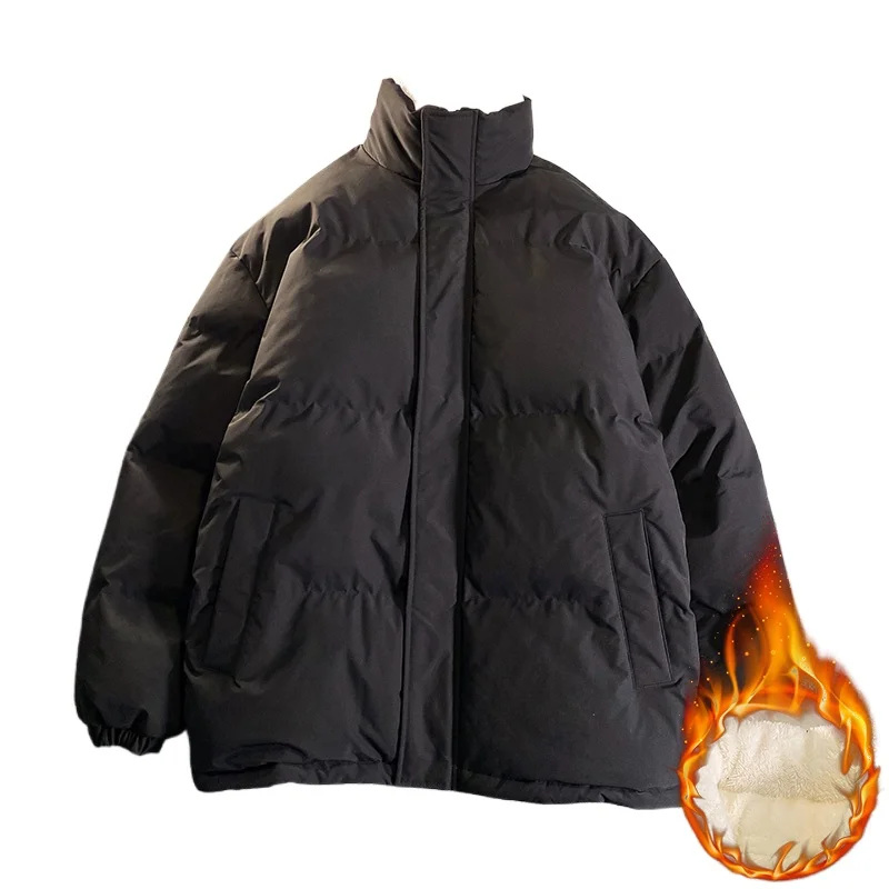 เสื้อแจ็คเก็ตพัฟเฟอร์บุขนแกะหนานุ่มสำหรับฤดูหนาว ผู้ชาย เสื้อพาร์กาแบบหนา สไตล์ลำลอง เสื้อแจ็คเก็ตบุใยสังเคราะห์แบบมีซิป แขนยาว สำหรับกิจกรรมกลางแจ้ง เสื้อโค้ทคู่รัก