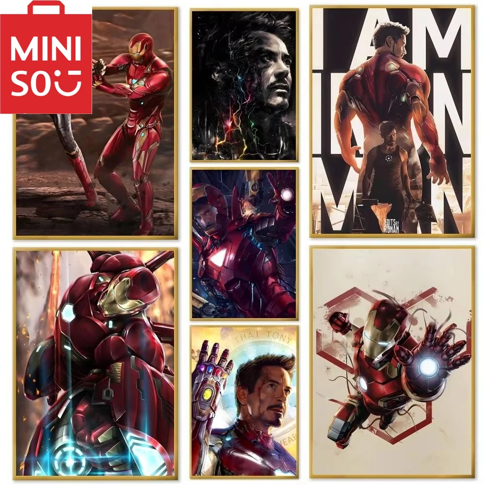   Kits de pintura al óleo por números MINISO, lienzo de dibujo de Iron Man Tony Stark, imágenes DIY por números, decoración del hogar