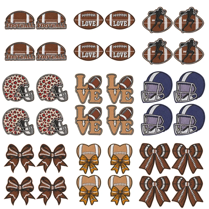 10PCS/Lot Wholesale MAMA Football Patches On Clothes Sport GAME DAY Embroidered Patches For Clothes Iron On Patches Sewing DIY