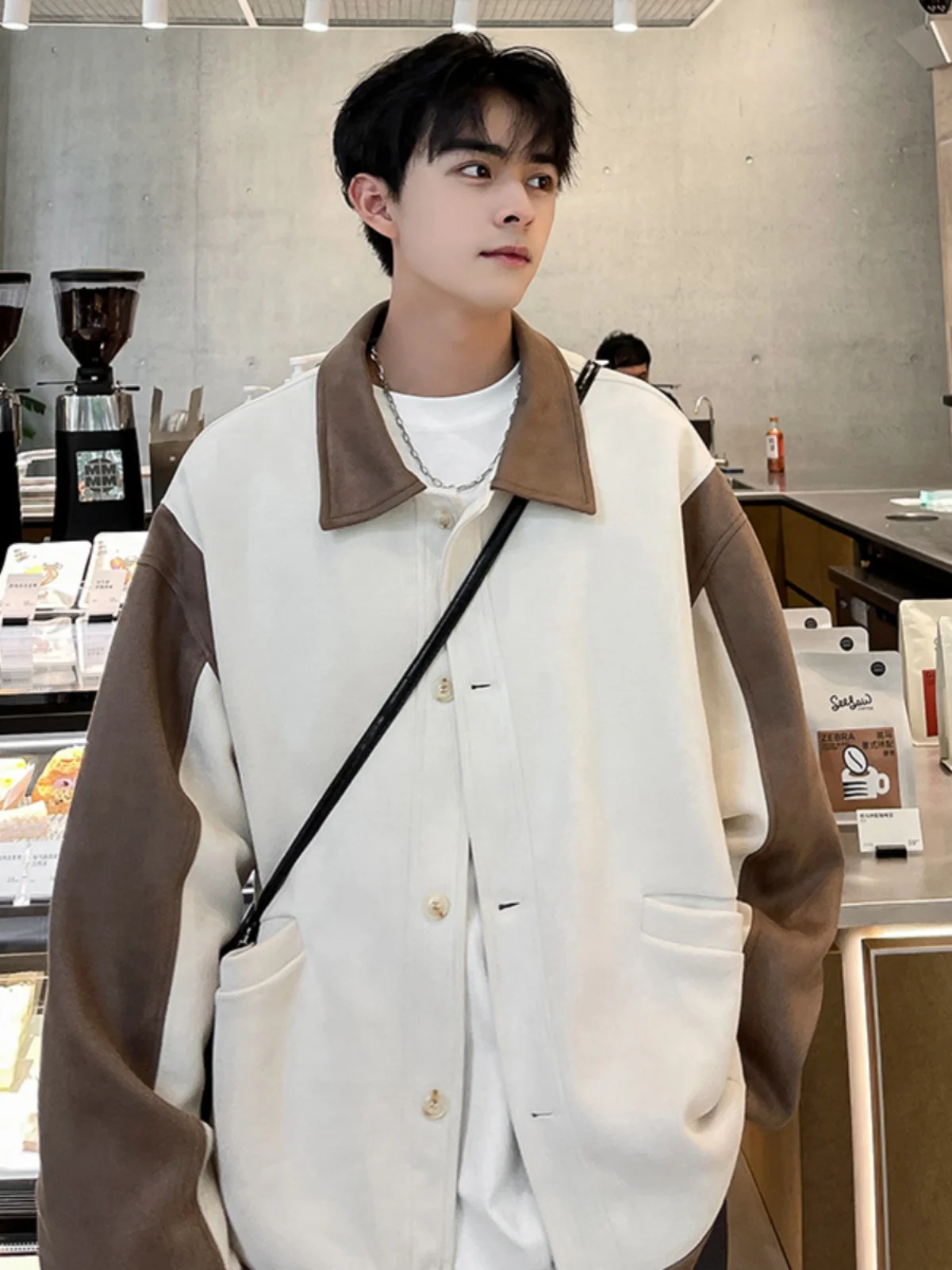 

Мужская повседневная замшевая куртка на молнии для подростков и молодежи, весна-осень, не требует глажки