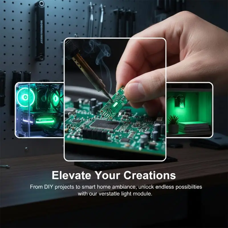 3V6V12V Slow Breathing Light Module with 3-way 300mAh Multicolor LED Soft Blinking for Car Interior and Model Design