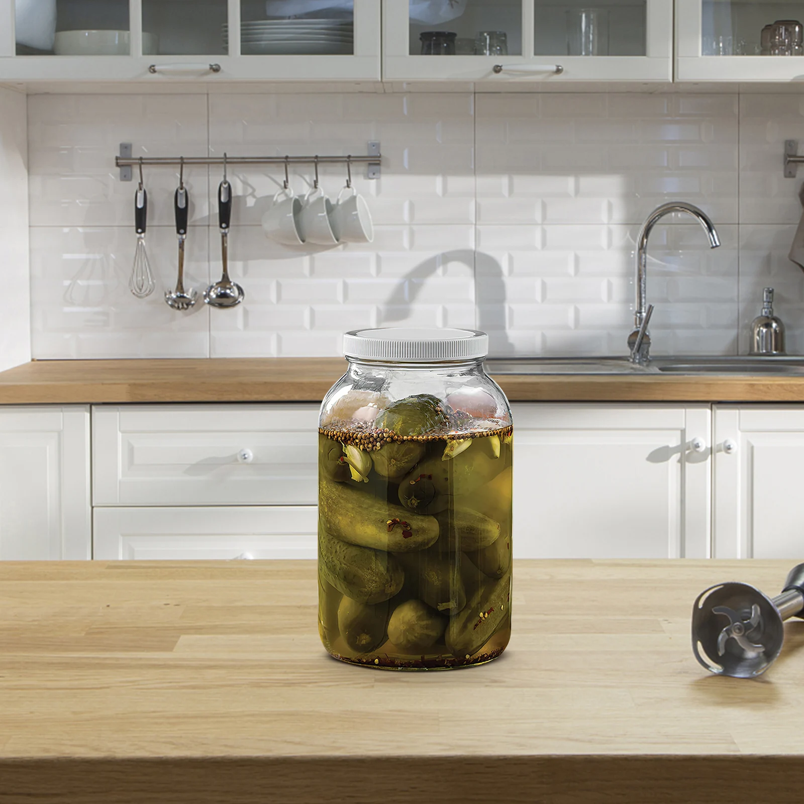 

1 Gallon Large Glass for Brewing Fermenting Pickling Plastic Lid Storage Bottle Canning Containers Airtight Mason Jar Wide Mouth