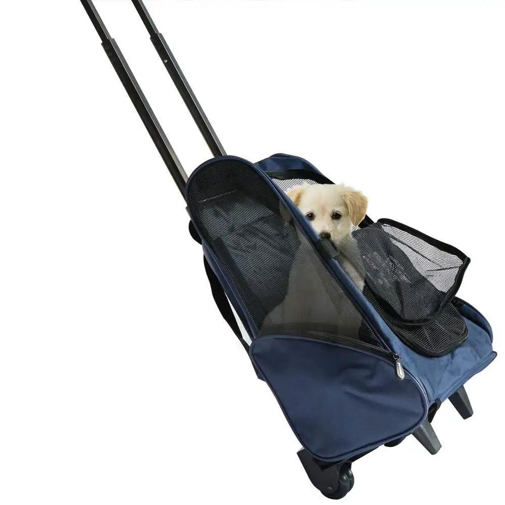 

Airline Approved 4-In-1 Pet Travel Backpack Nylon Dog Carrier with Wheels for Hiking and Travel Zipper Closure Animal Pattern
