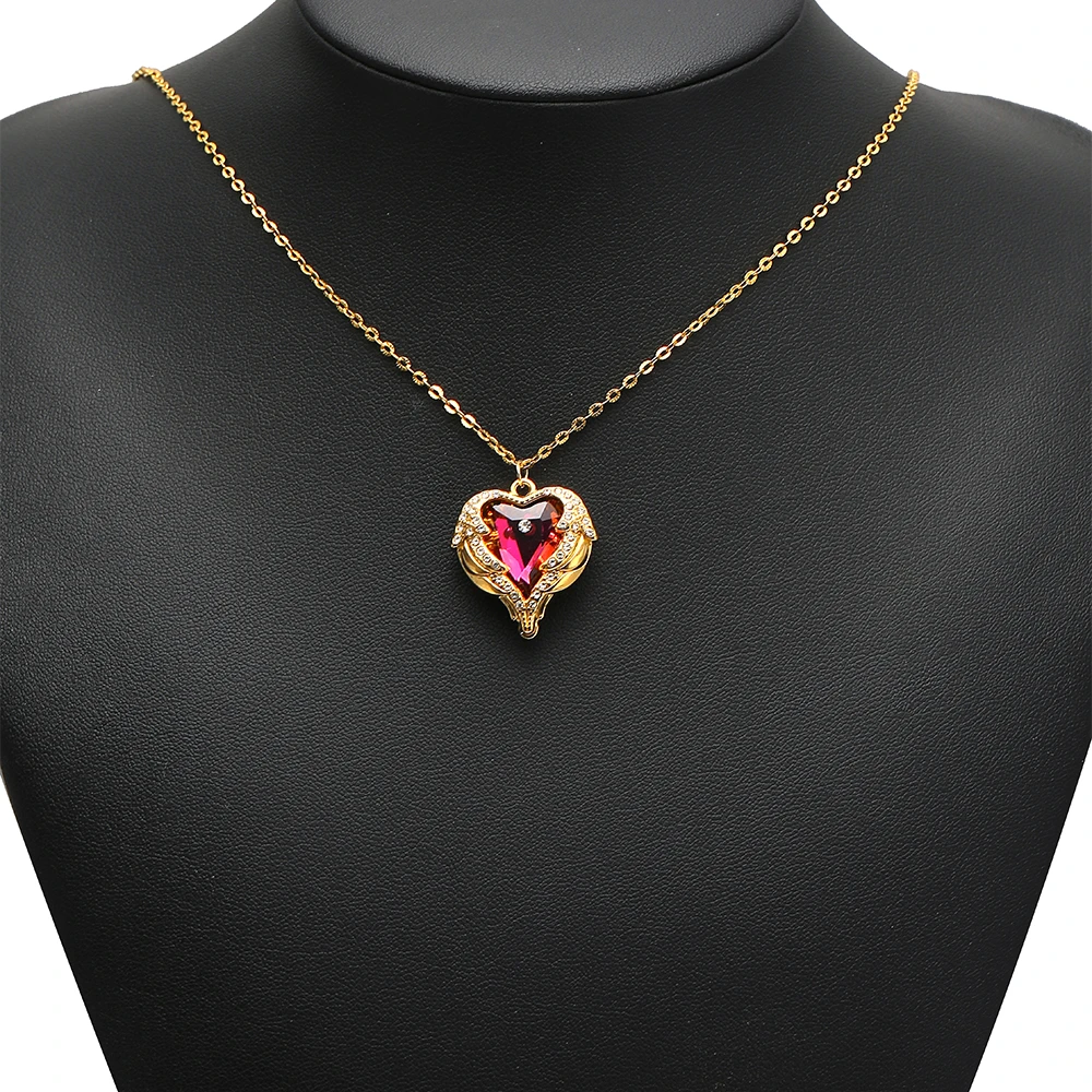 2 Stück Edelstahl-Zirkon-Herzanhänger, goldfarbene Halsketten-Charms für die Herstellung von elegantem Schmuck, Ohrringe und Armbändern für Mädchen. – Detail 5