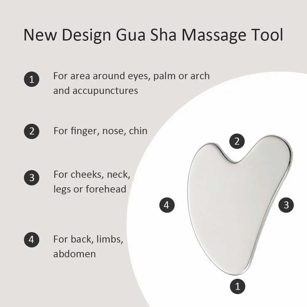 Face Guasha Scraper Stainless Steel Gua Sha Massager Body Neck Back Stress Relief Beauty Tool Skin Scraping Lymph Detox Massage view 4
