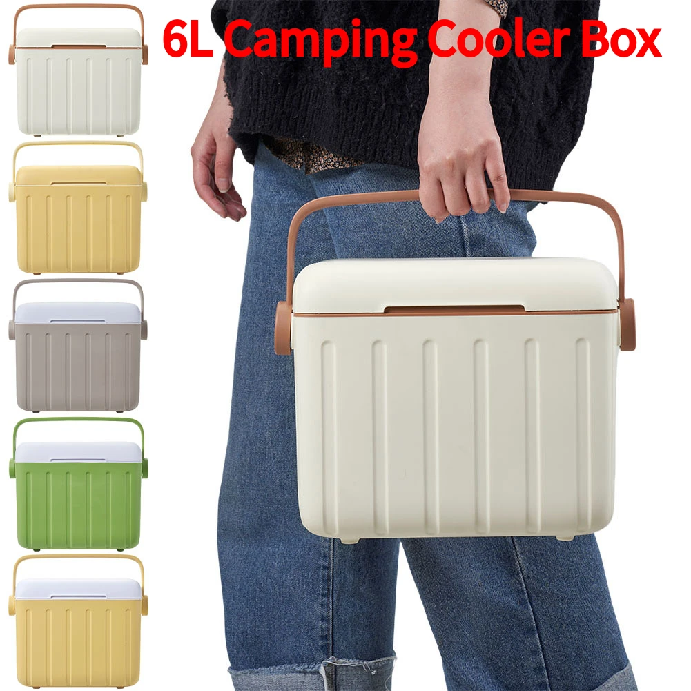 

6L Camping Cooler Box Insulated Ice Chest Portable Ice Bucket Outdoor Hard Cooler for Camping Beach Picnic