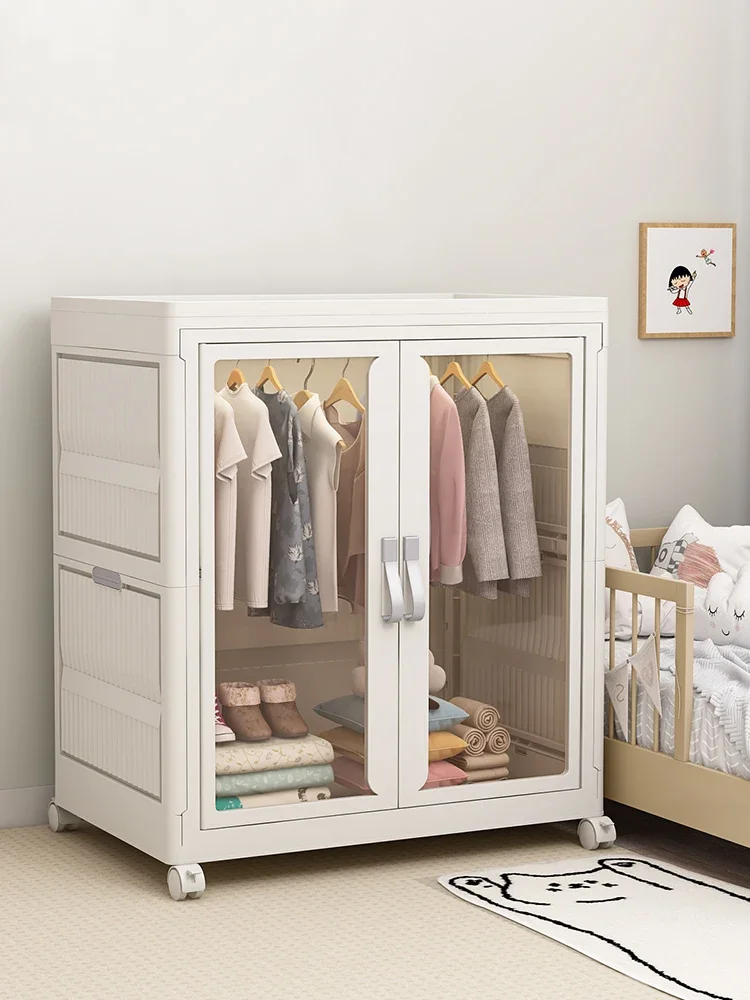 Wardrobe bedroom home simple assembly hanging wardrobe dust-proof thickening foldable